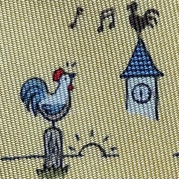 Hermes Mens Silk Necktie Bright Yellow Rooster 6 o' Clock Sunrise Print … - Picture 7 of 9